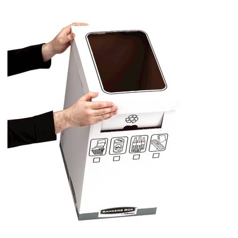 Cestino per rifiuti System in cartone certificato FSC - 55-90 L Fellowes blu e bianco - 0193201